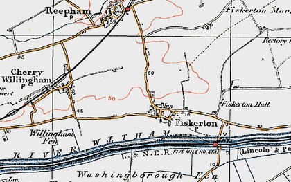 Old map of Fiskerton in 1923