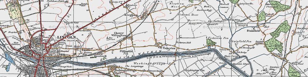 Old map of Fiskerton in 1923