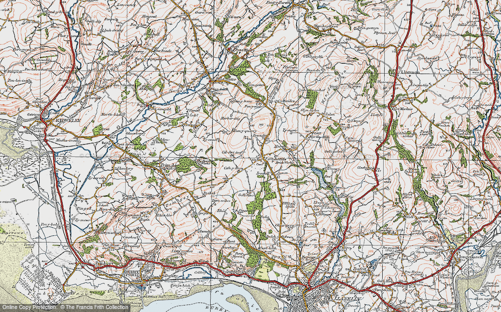 Old Map of Five Roads, 1923 in 1923