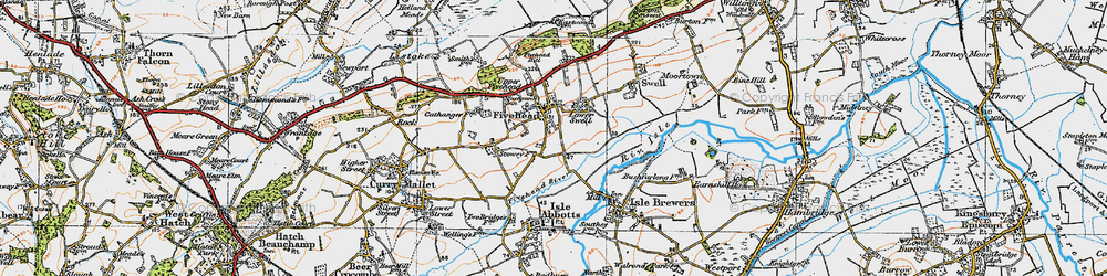 Old map of Fivehead in 1919