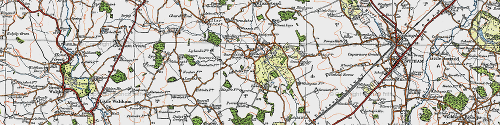 Old map of Flack's Green in 1921