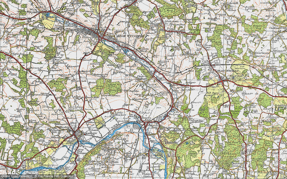 Old Map of Flackwell Heath, 1919 in 1919