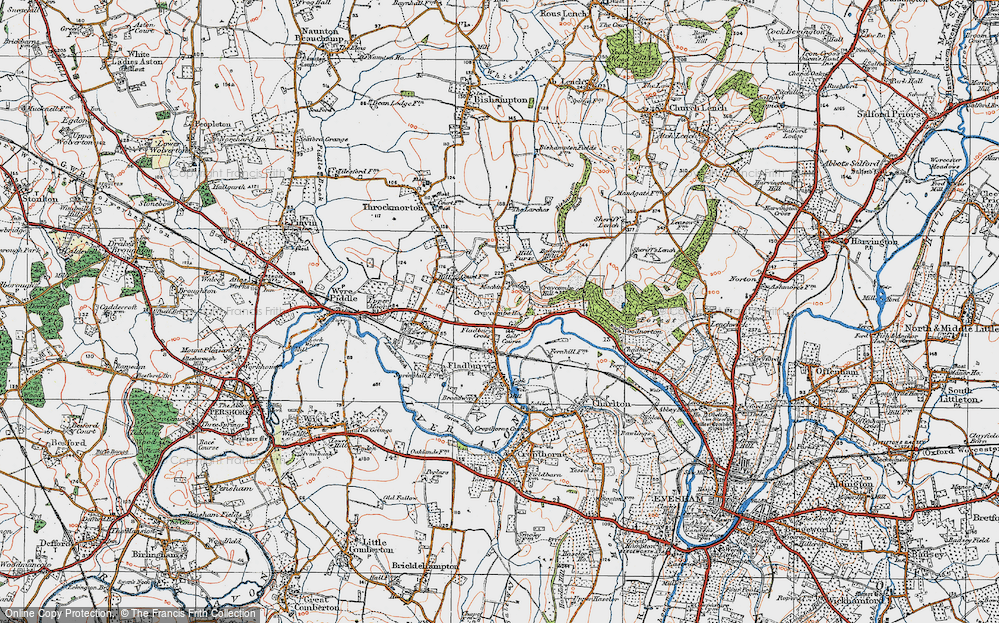 Old Map of Fladbury Cross, 1919 in 1919