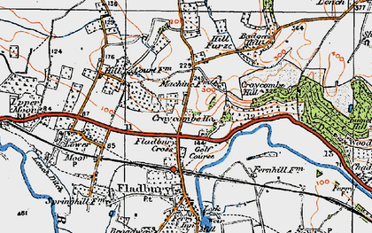 Old map of Fladbury Cross in 1919