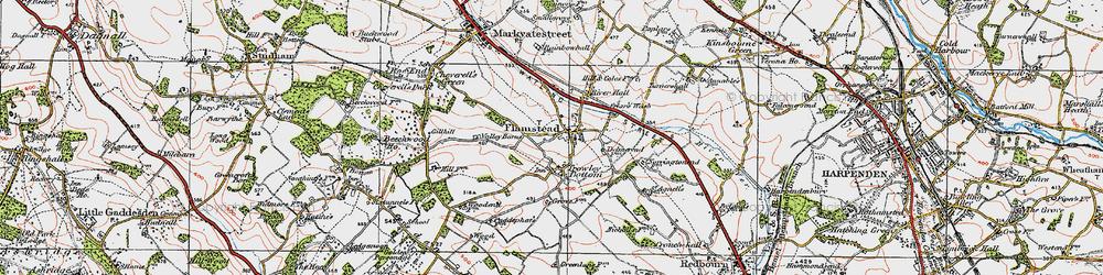Old map of Flamstead in 1920