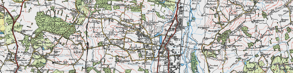 Old map of Flamstead End in 1920