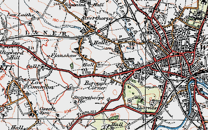 Old map of Flanshaw in 1925