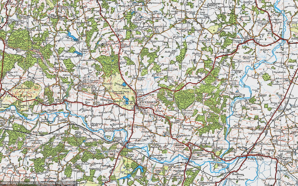 Old Map of Historic Map covering Pondtail Copse in 1920