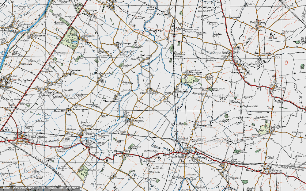 Old Map of Flawborough, 1921 in 1921