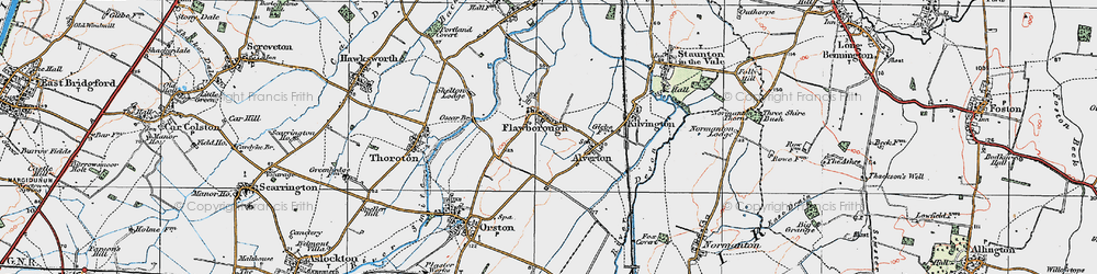 Old map of Flawborough in 1921