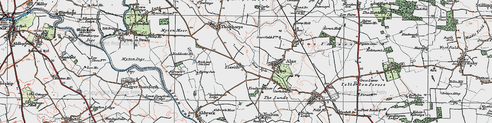 Old map of Flawith in 1925