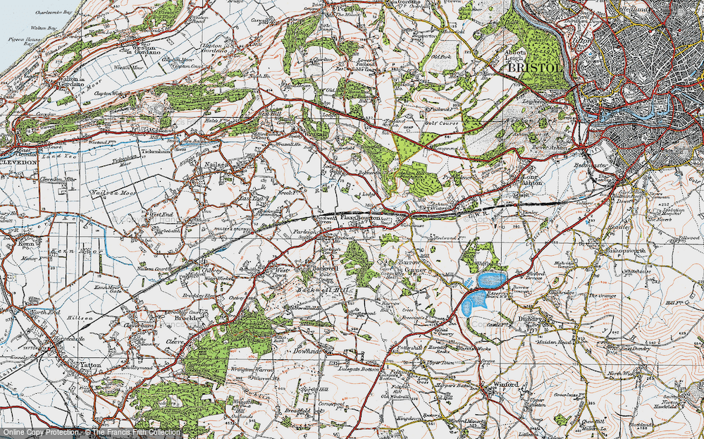 Old Map of Historic Map covering Backwell Ho in 1919