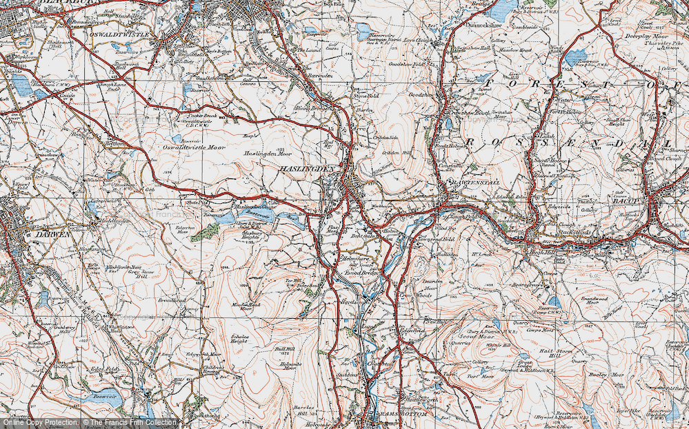 Old Map of Flax Moss, 1924 in 1924