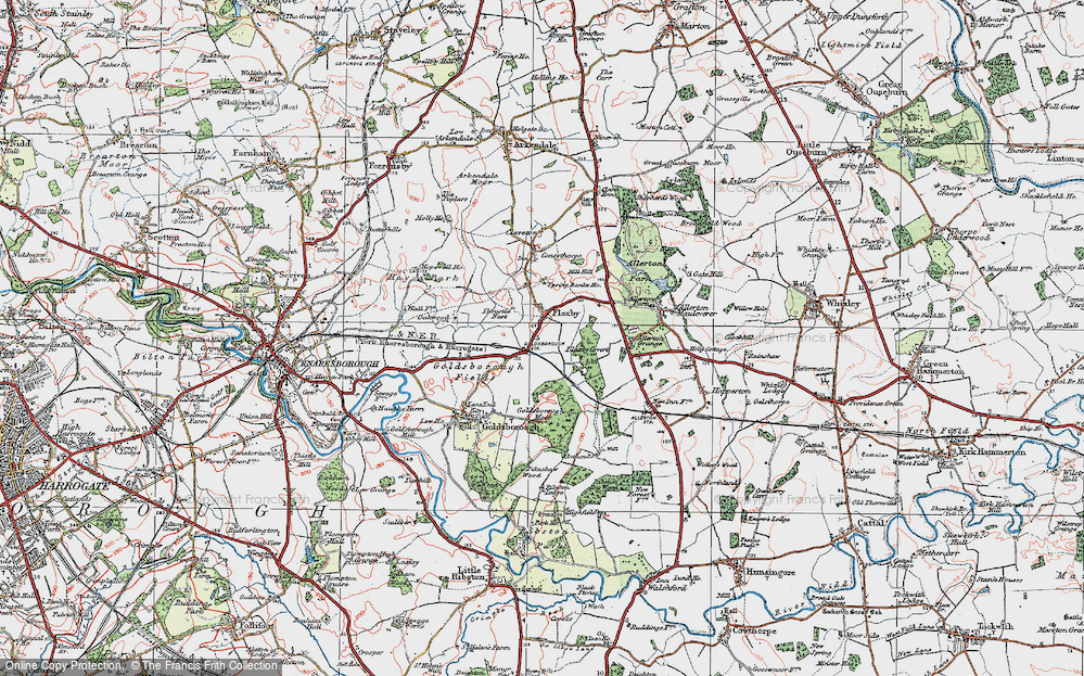 Old Map of Flaxby, 1925 in 1925