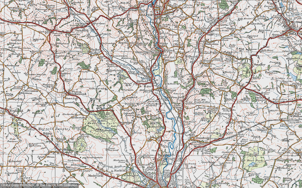 Old Map of Historic Map covering Burley Grange in 1921