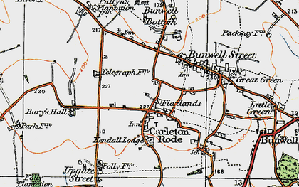 Old map of Flaxlands in 1920