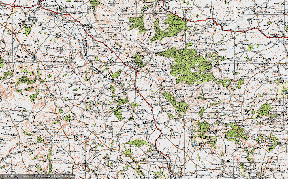 Old Map of Historic Map covering Crowcombe Heathfield in 1919