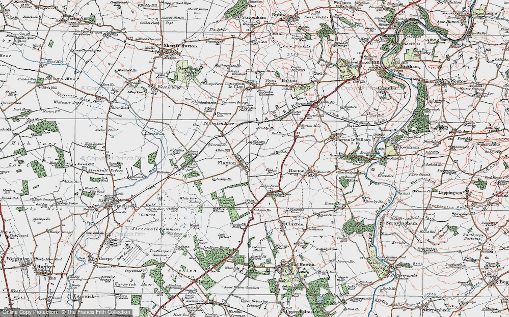 Old Map of Flaxton, 1924 in 1924