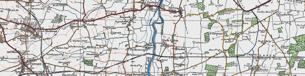 Old map of Fledborough in 1923