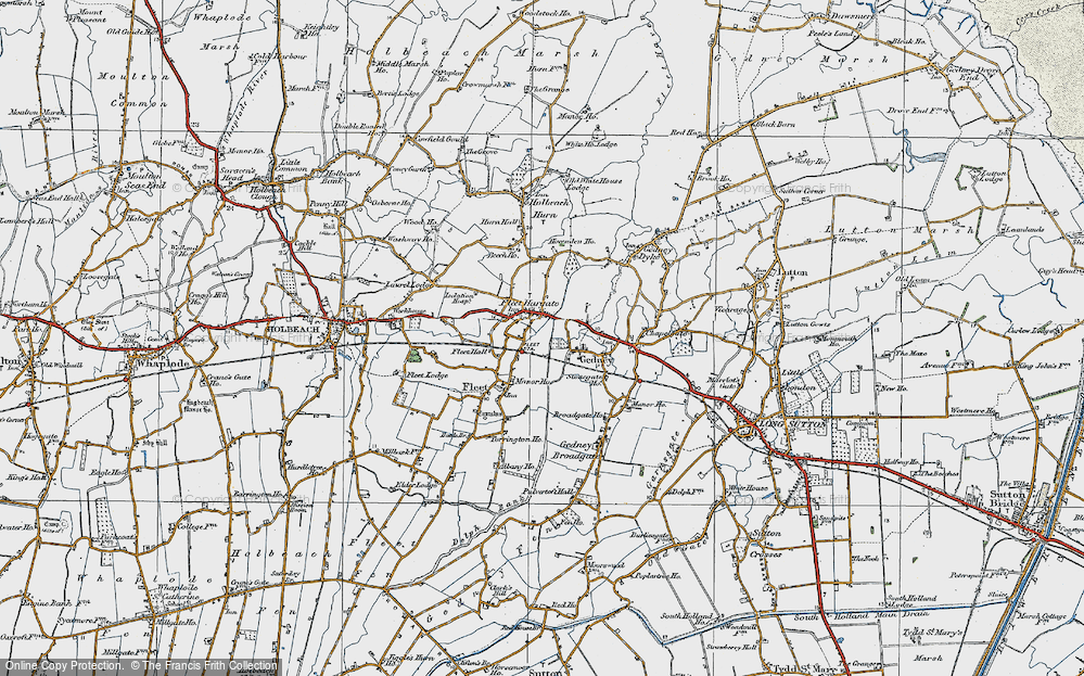 Old Map of Fleet Hargate, 1922 in 1922