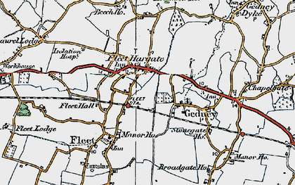 Old map of Fleet Hargate in 1922