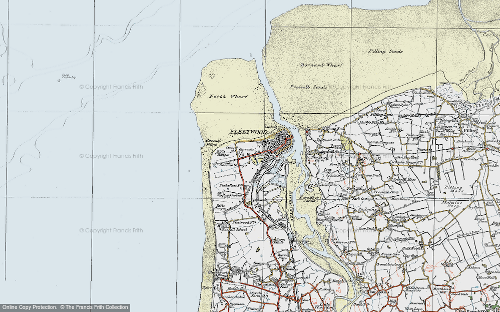 Old Map of Historic Map covering Rossall Point in 1924
