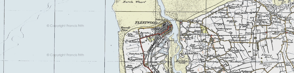 Old map of Rossall Point in 1924