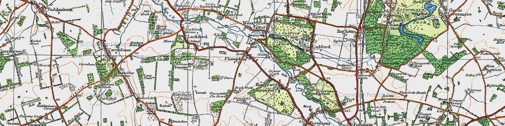 Old map of Flempton in 1920