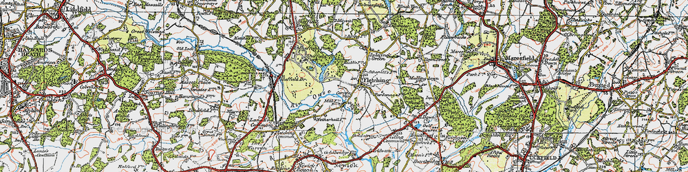 Old map of Fletching in 1920