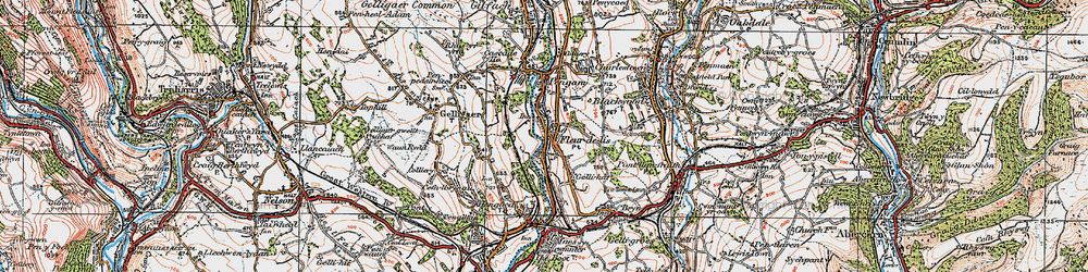 Old map of Fleur-de-lis in 1919