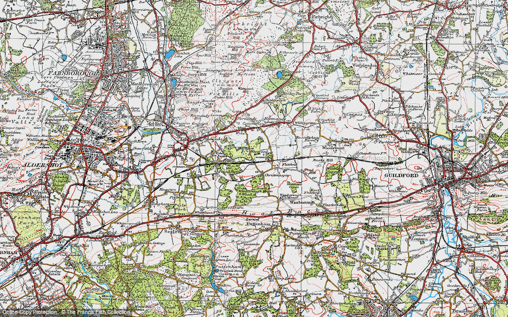 Old Map of Flexford, 1920 in 1920