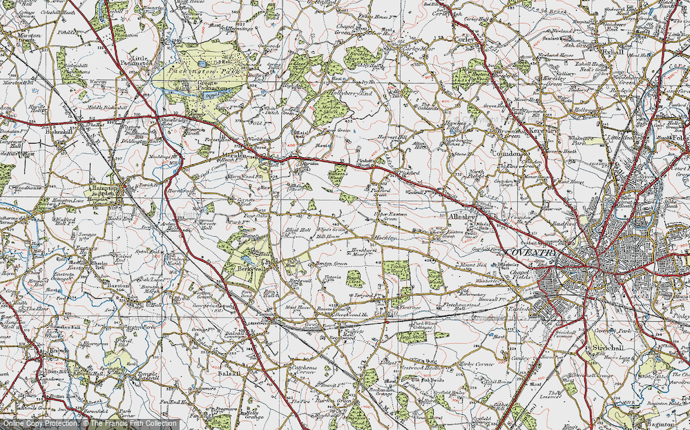 Old Map of Flint's Green, 1921 in 1921