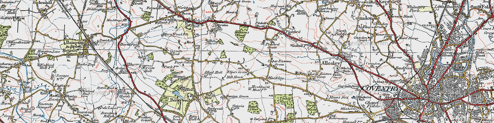 Old map of Flint's Green in 1921