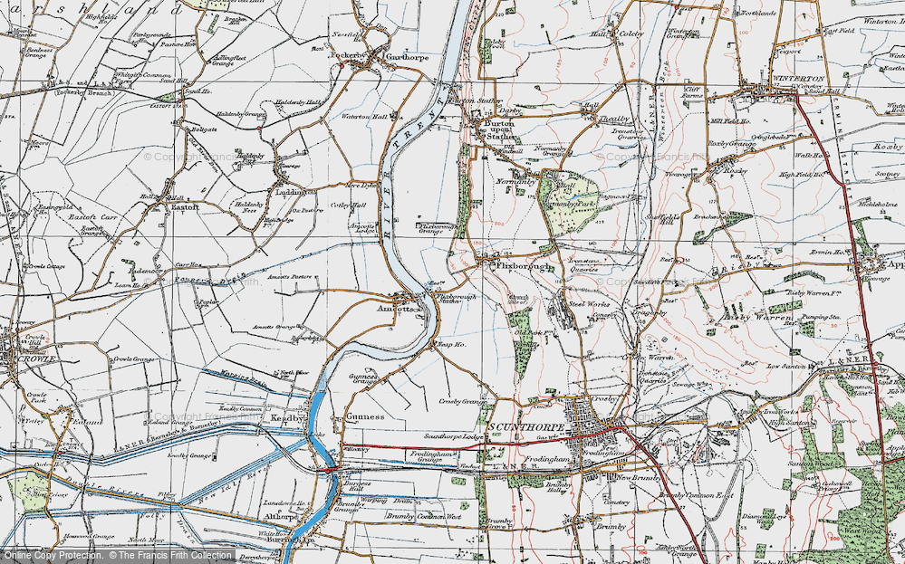 Old Map of Flixborough Stather, 1924 in 1924