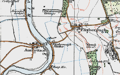 Old map of Flixborough Stather in 1924