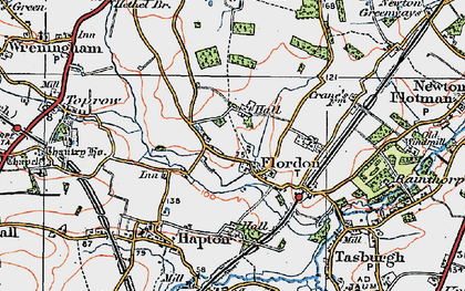 Old map of Flordon in 1922