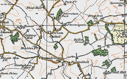 Old map of Flowton in 1921