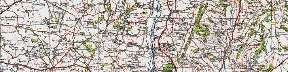 Old map of Fluxton in 1919