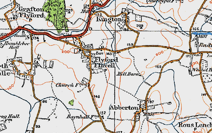 Old map of Flyford Flavell in 1919