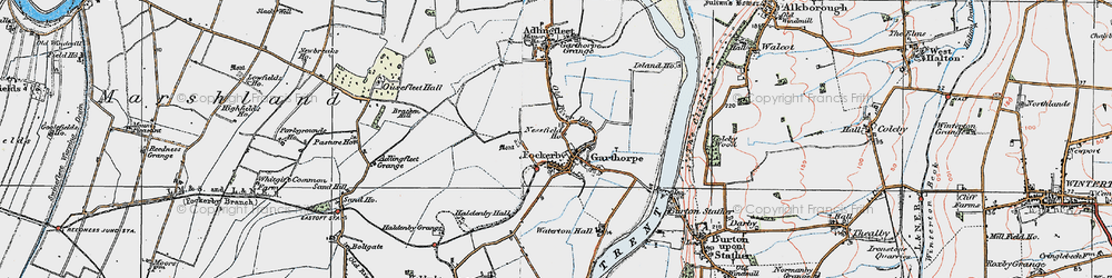 Old map of Fockerby in 1924