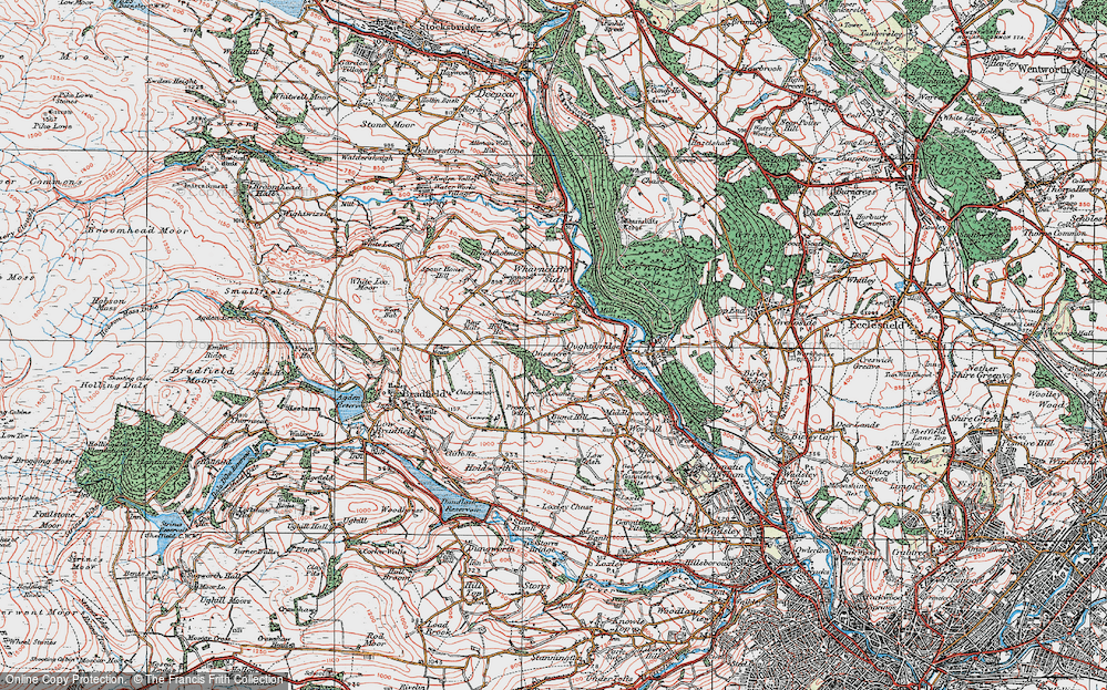 Old Map of Historic Map covering Bent Hills in 1923
