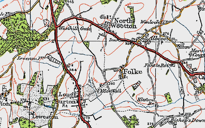 Old map of Folke in 1919