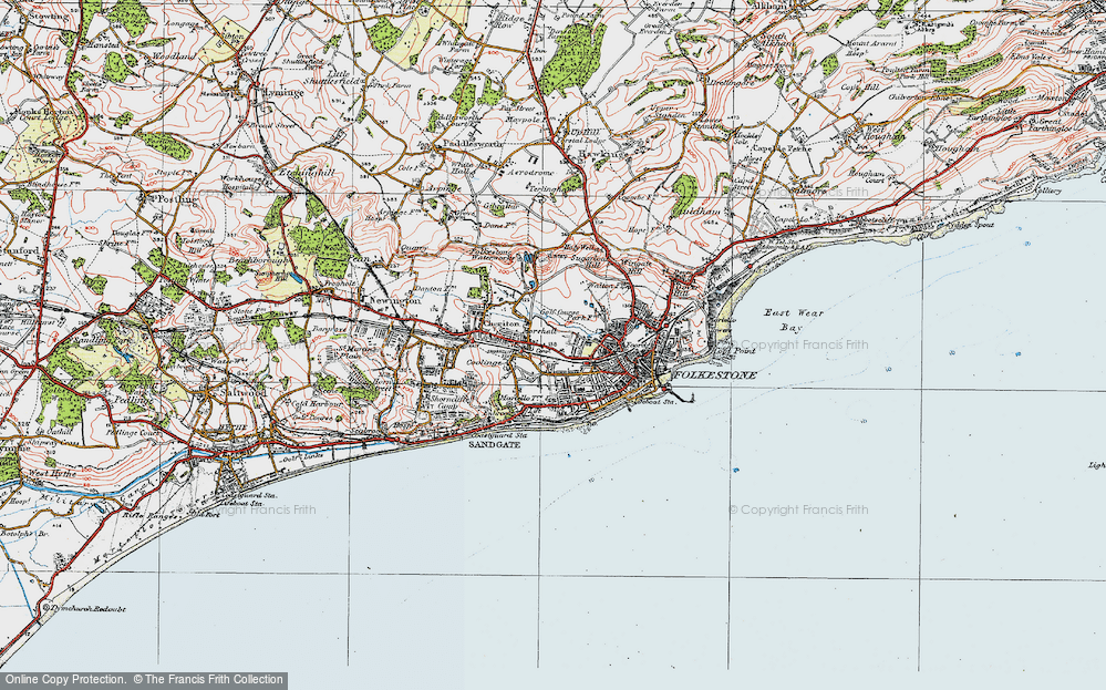 Old Map of Folkestone, 1920 in 1920