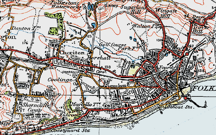 Old map of Folkestone in 1920