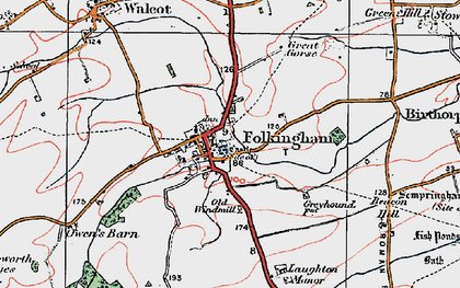 Old map of Folkingham in 1922