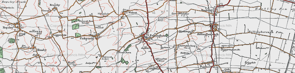 Old map of Folkingham in 1922