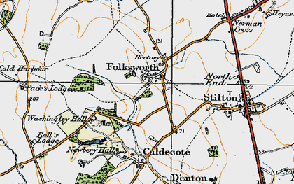 Old map of Folksworth in 1920