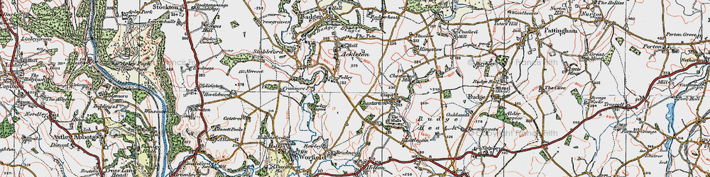 Old map of Folley in 1921