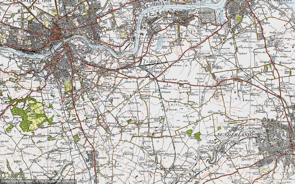 Old Map of Historic Map covering Wrakendike (Roman Road) in 1925