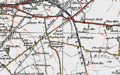 Old map of Wrakendike (Roman Road) in 1925
